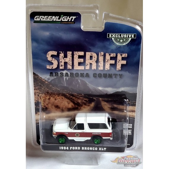 CHASE CAR 1994 Ford Bronco XLT - Absaroka County Sheriff`s Department  Hobby Exclusive - 1/64 Greenlight - GL-30276GR